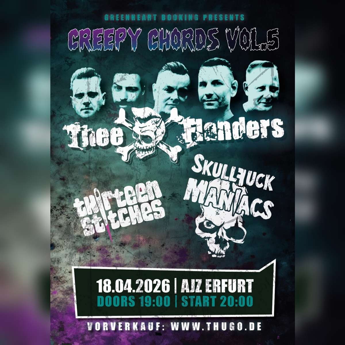 Thee Flanders, Skullfuck Maniacs, Thirteen Stitches Sa. 18.04.2026 | Bild 1