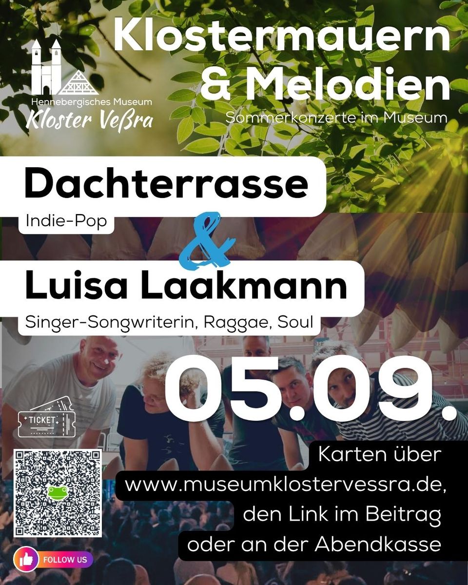 Klostermauern und Melodien 2026: DACHTERRASSE & LUISA LAAKMANN live im Hennebergischen Museum Kloster Veßra Sa. 05.09.2026 | Bild 1
