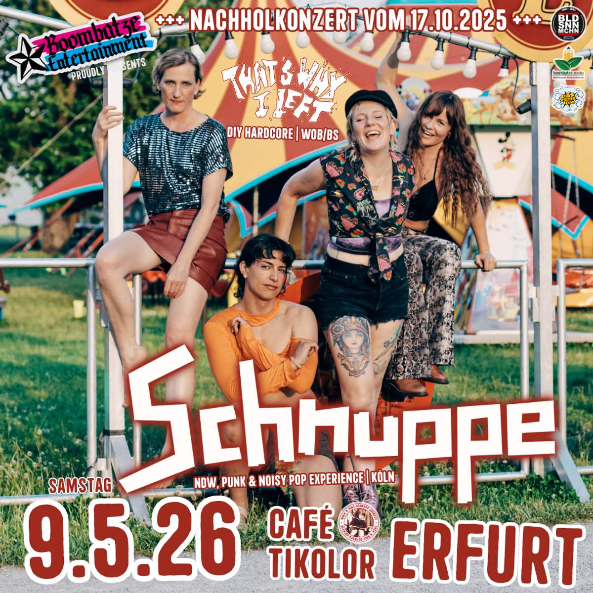 SCHNUPPE [Köln] + THAT'S WHY I LEFT [WOB/BS] | 9.5.26 Café Tikolor Erfurt Vorschaubild