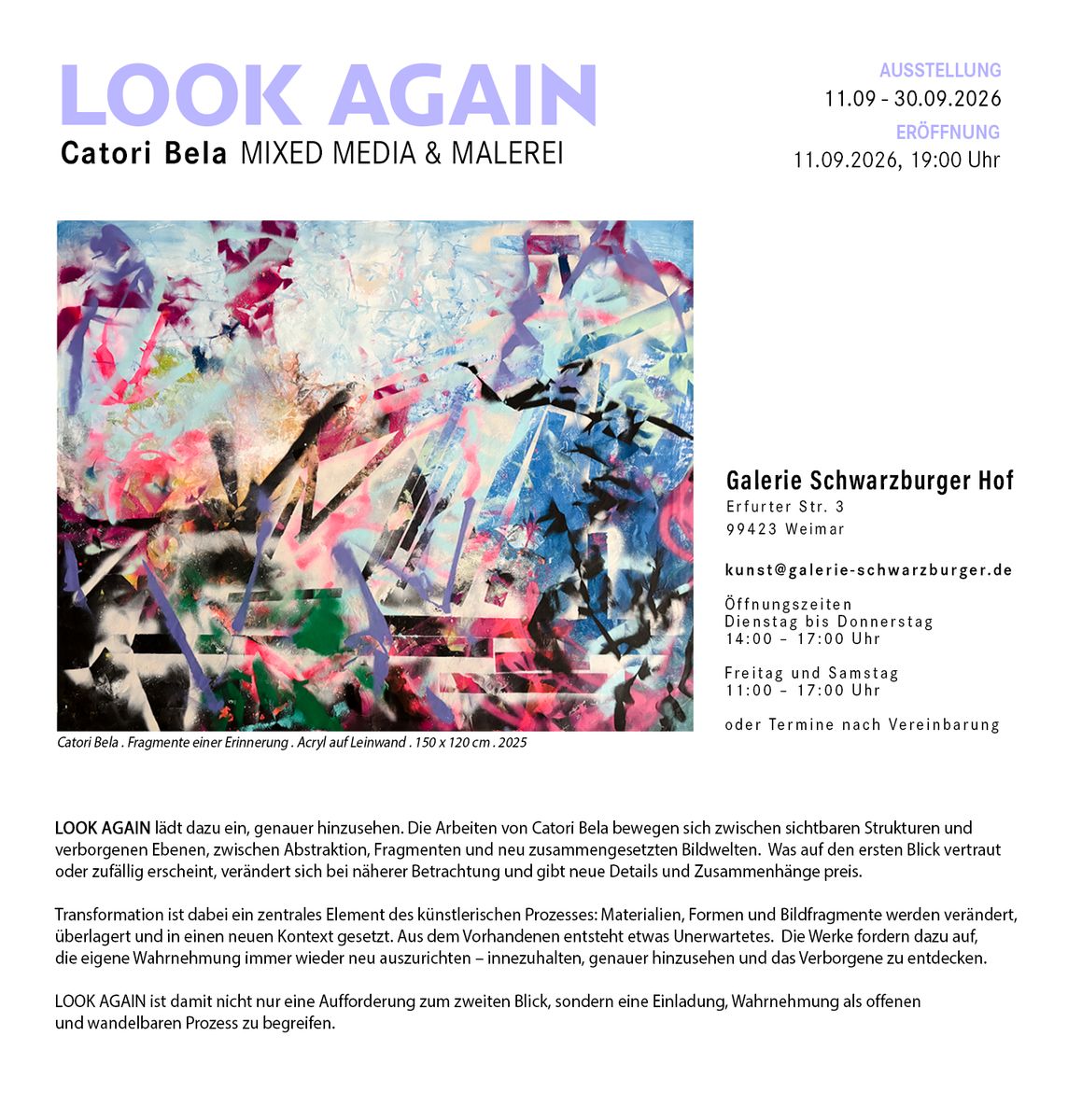 LOOK AGAIN  von CATORI BELA ab Fr. 11.09.2026, 20 Termine | Bild 1